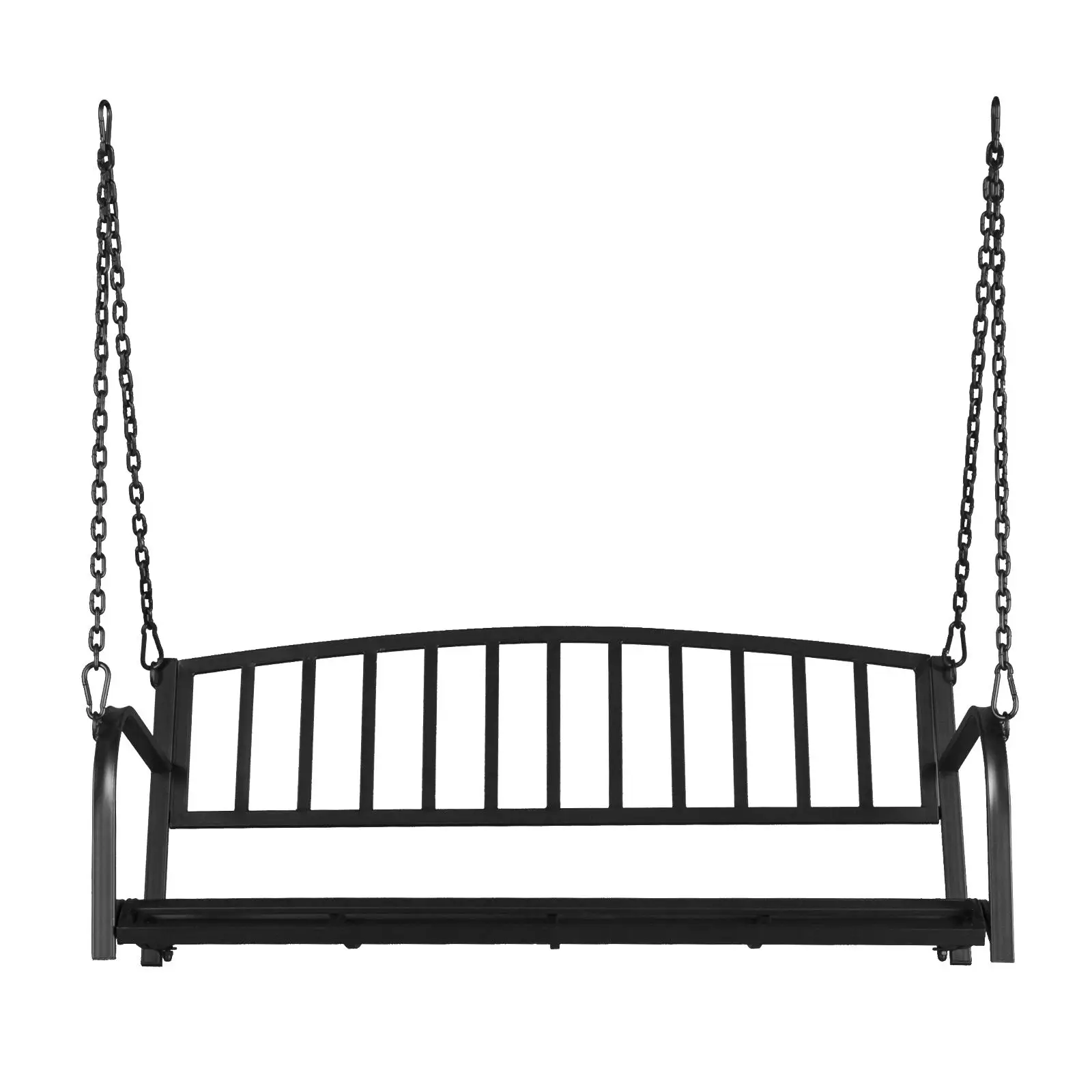 200kg Capacity Iron Art Swing with Vertical Bar Backrest - 118x46x47cm, Black - Chain Included (Frame Not Included)