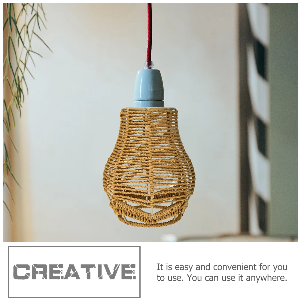 

2pcs Retro Handmade Woven Lampshade Decorative Ceiling Light Shade For Home Hotel Festival Chandelier Cover Natural Warm