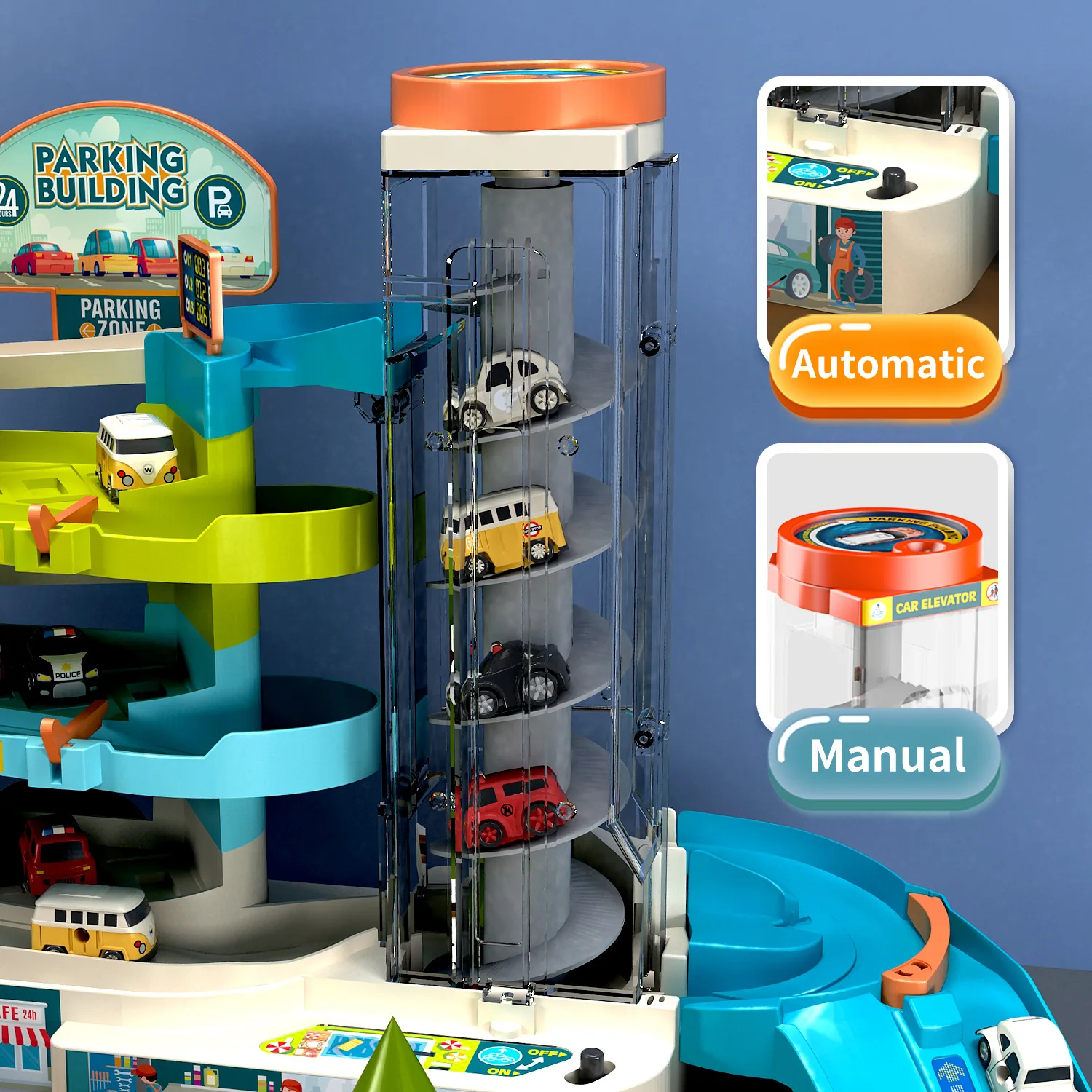 

Children's Challenge Adventure Boy Toy Steering Wheel Car Building Parking Lot Beneficial Intelligence Brain Powered Rail Car