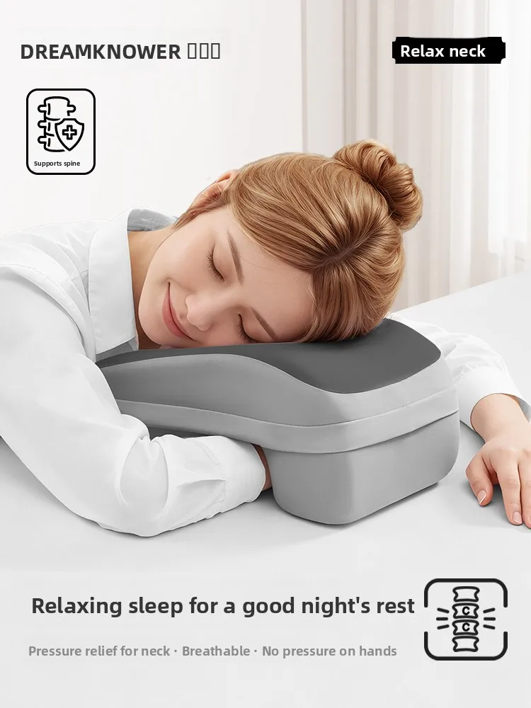 Office Nap Pillow Adult Sleeping Aid Desk Snooze Cushion Memory Foam Unique Shape Pure Color Texture for Office Workers