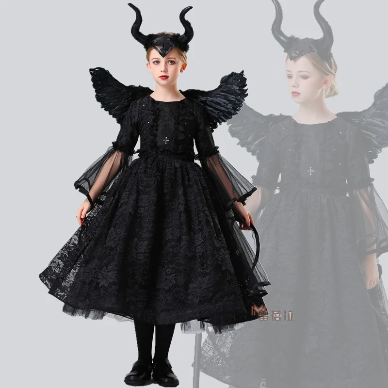 

S Queen loween Children's Dr Magic Devil Witch Cosplay Role-plang Outfit Ele Fairy T Costume