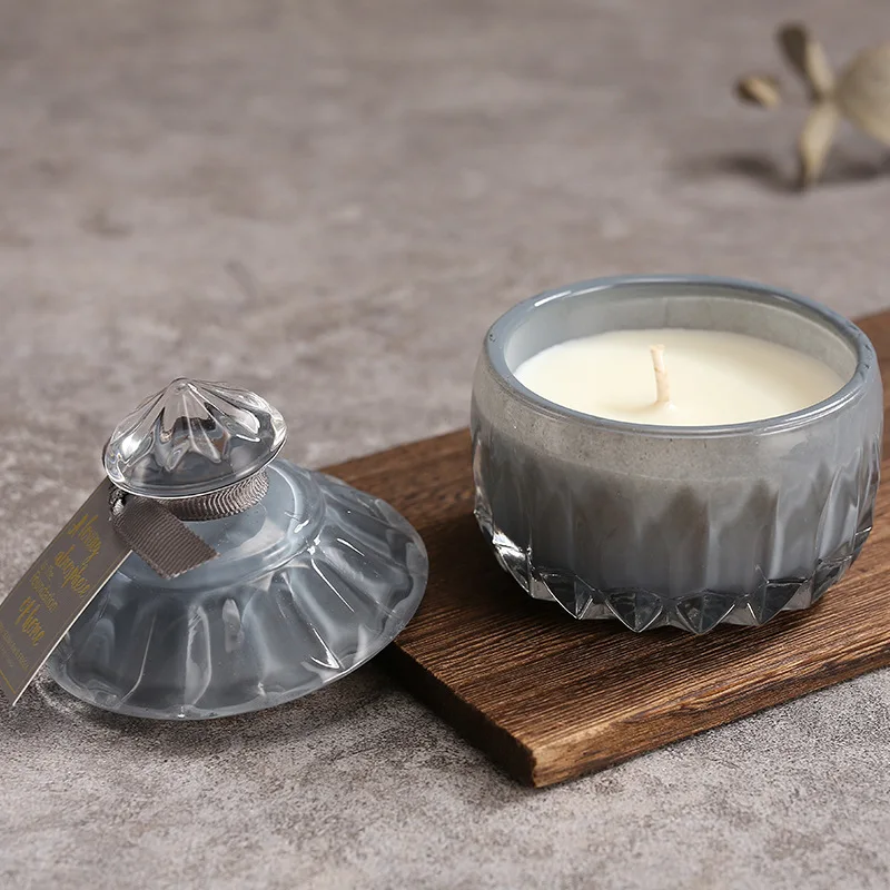 Ins Style Candy Glass Jar Scented Candle Essential Oils Soy Wax Candle Aromatherapy Home Decoration Birthday Xmas Gift