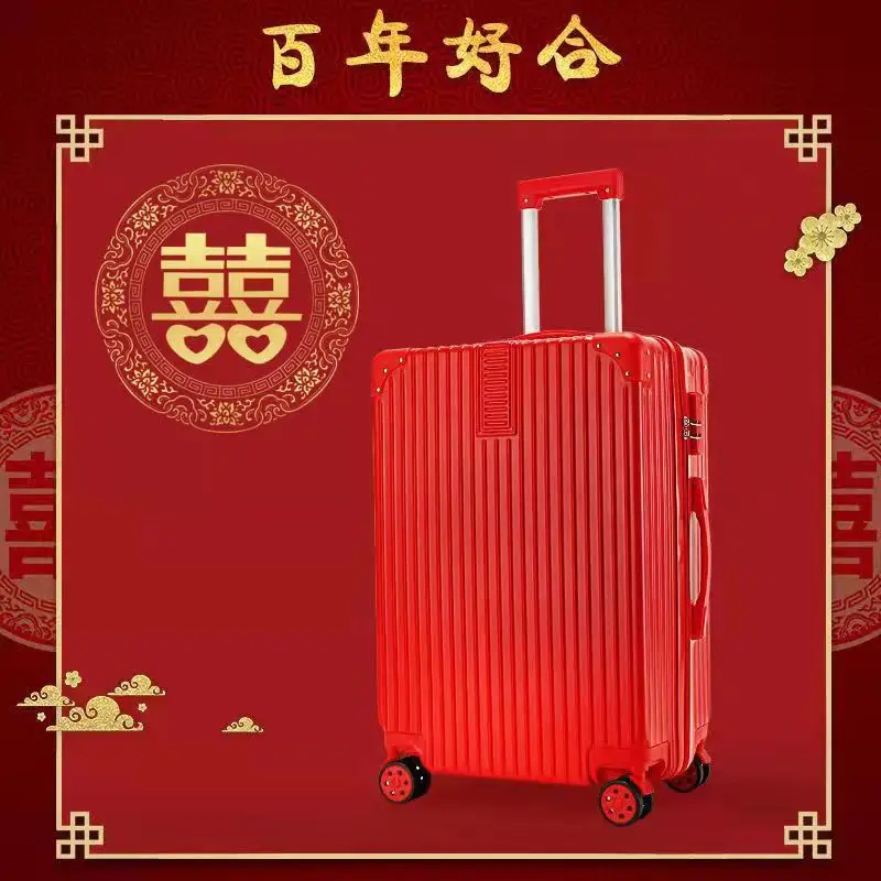 Bruiloft Rode Koffer Vrouwelijke Trolley Koffer Bruiloft Wachtwoord Bruids Bruidsschat Koffer