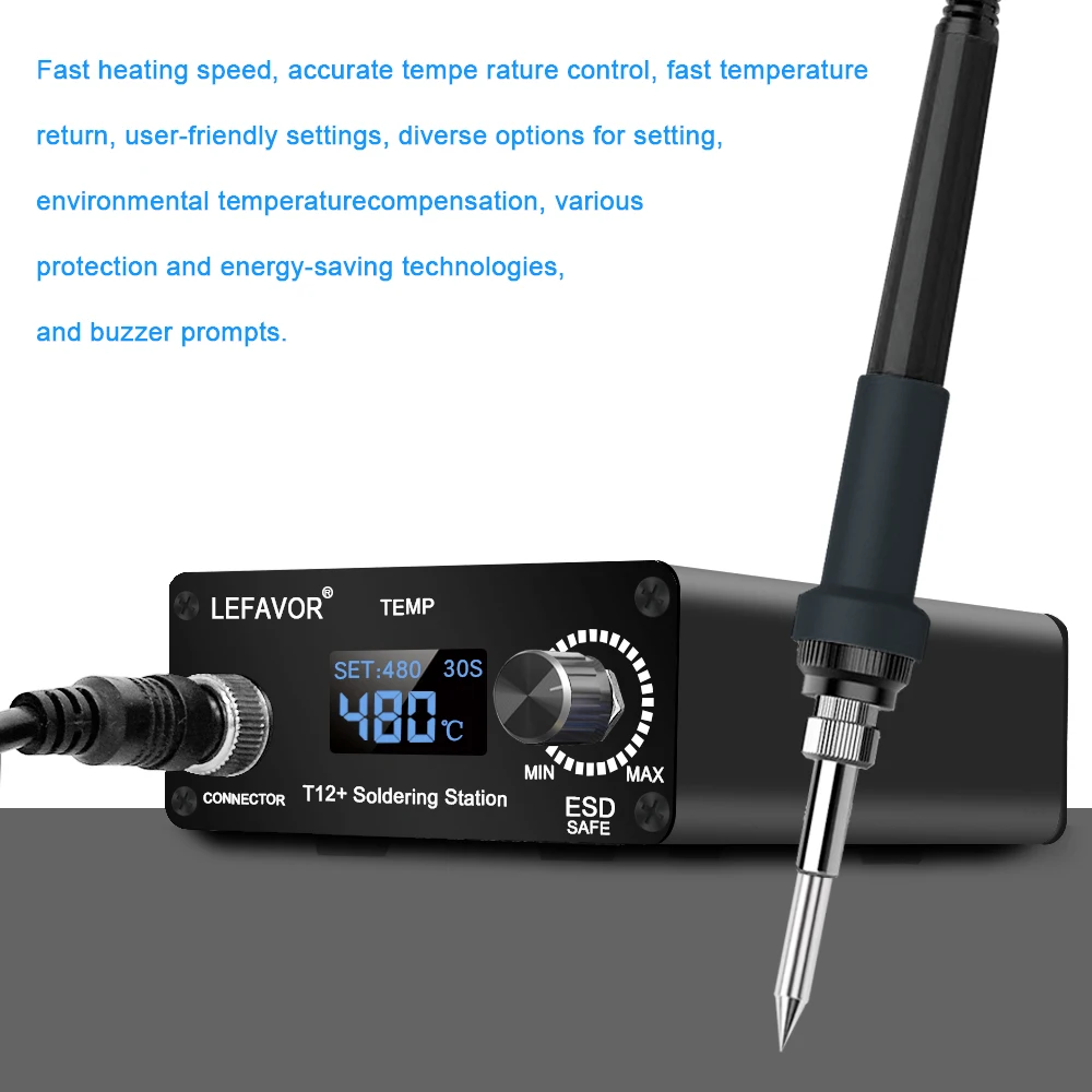 T12 Soldering Station LCD/0LED display Intelligent soldering iron 75W 180-480C Fast Heating Intelligent Anti-Static Thermostat