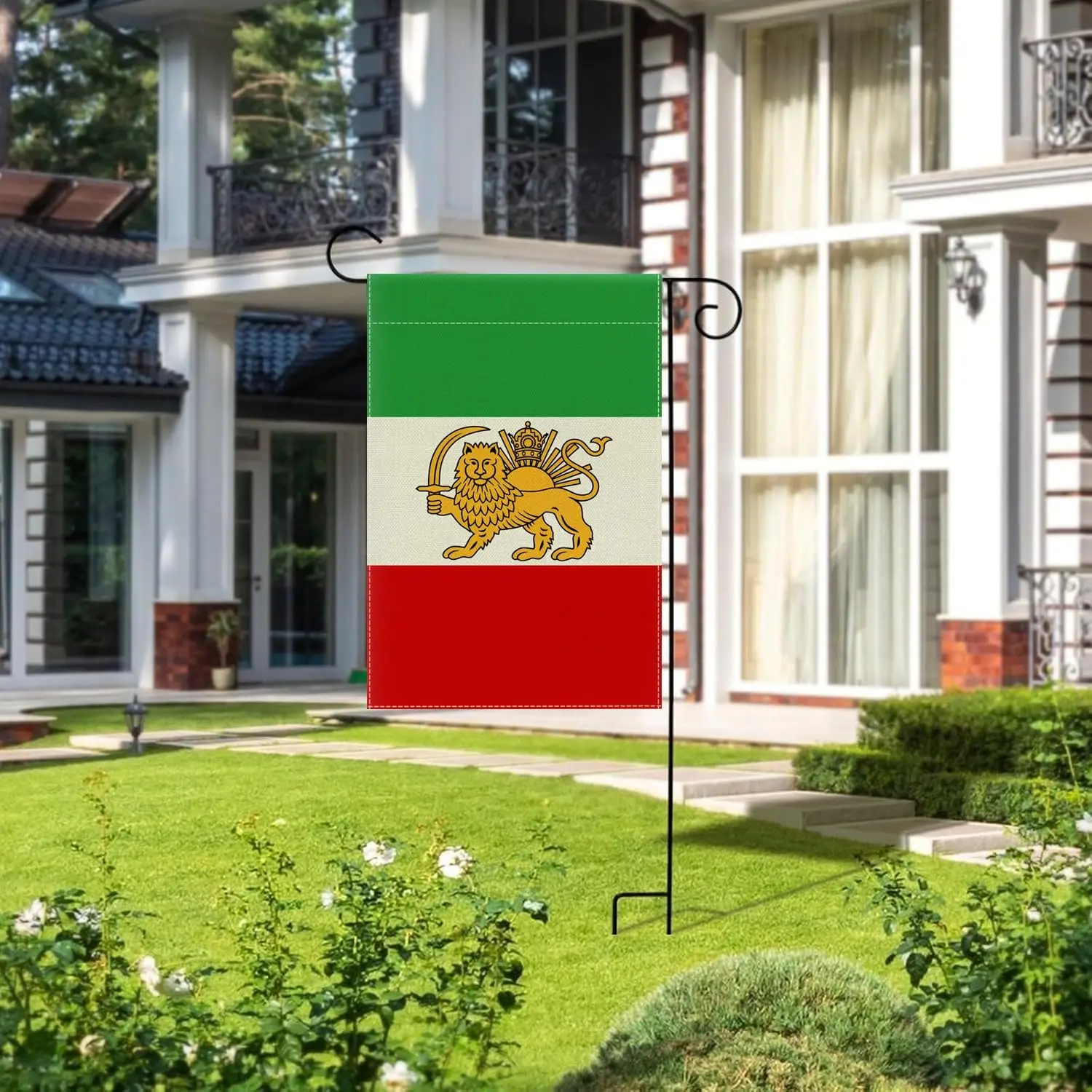Iran Garden Flag 12x18in Double Sided Lion Sun and Crown Design, Indoor Outdoor Yard Decor xxl