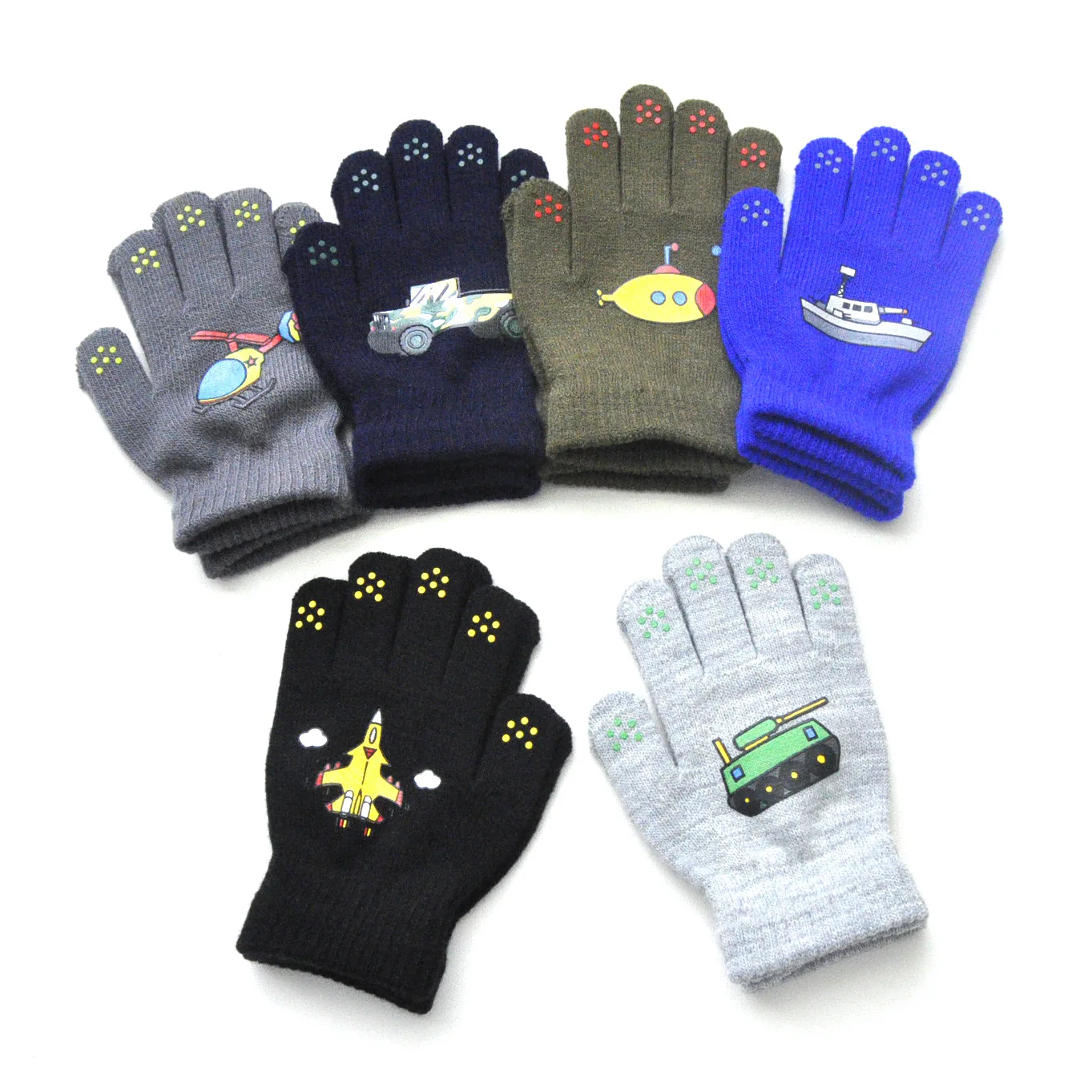 Cool Cars Children Knitted Warm Gloves For 5-12Y Baby Students Winter New Full Finger Mittens Outdoor Cycling Skiing Gloves