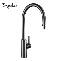 Single handle Pull Out Kitchen Faucet Brushed Gunmetal Matt Black Rotation Kitchen Hot and cold water Sink Taps Kitchen Faucet