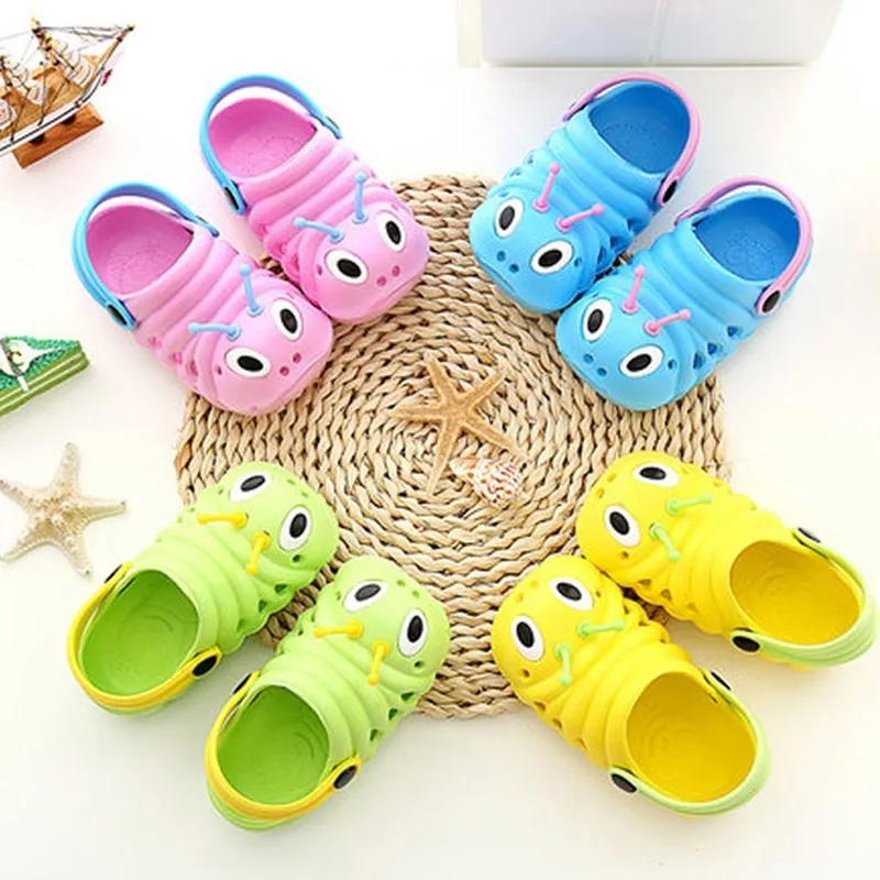 Children Garden Shoes Cute Cartoon Caterpillar Beach Sandals Babies Summer Slippers High Quality Kids Slippers Flip Shoes 2021