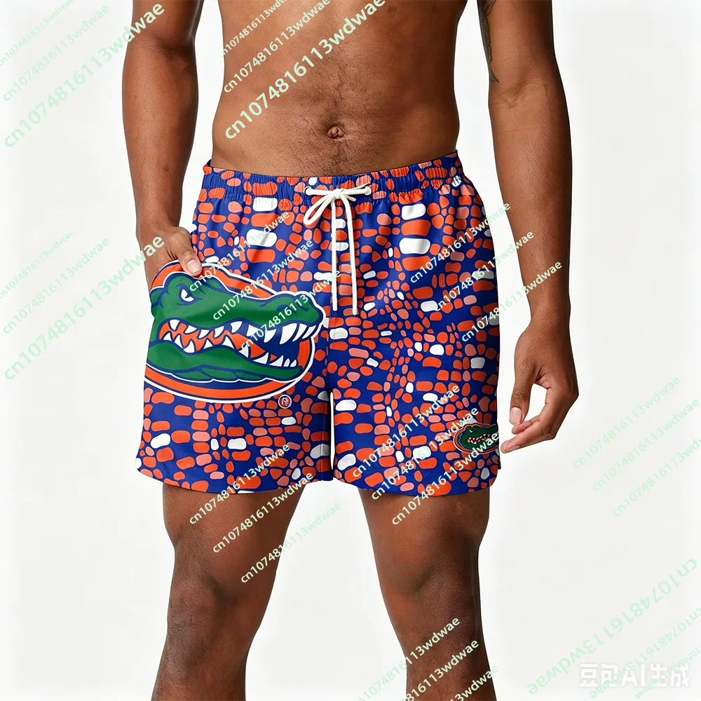 

Summer Men Beach Print Shorts Florida Gators Thematic Shorts Surfing Swimwear Fitness Workout Trunks Male Sportswear Pants