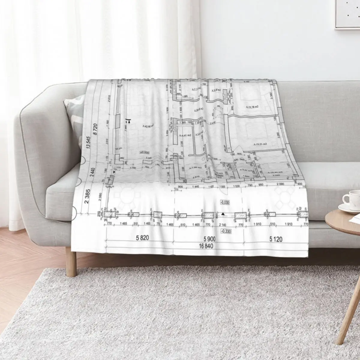 

Detailed architectural private house floor plan, apartment layout, blueprint. Vector illustration Throw Blanket Baby Blankets