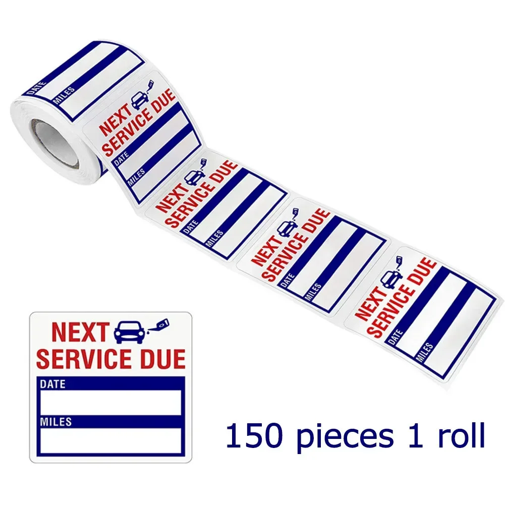150pcs/Roll Car Stickers Oil Change Maintenance Service Reminder Labels Clear Window Lite  Sticker Pack Exterior Accessories