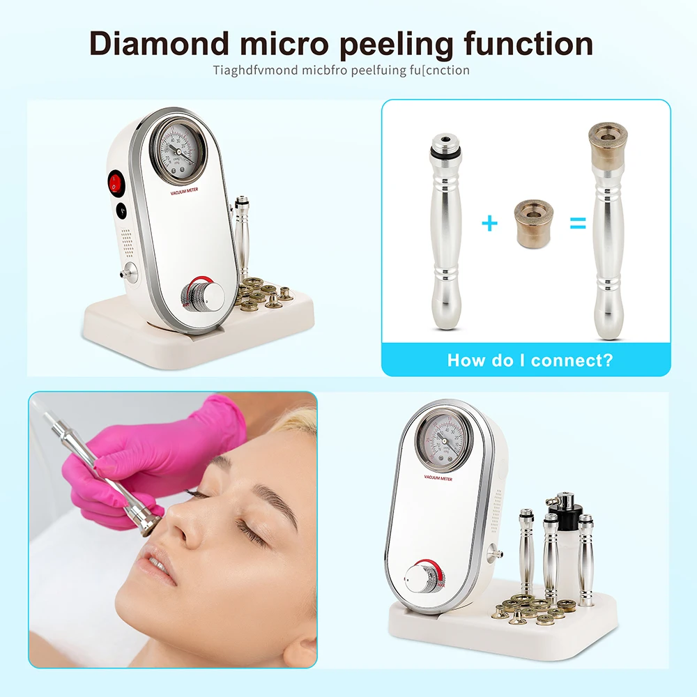 3 in 1 Diamond Peeling Micro Dermabrasie Machine met 9 koppen SPA Huidverzorgingsproducten voor gezichtspeeling en krimpende poriën