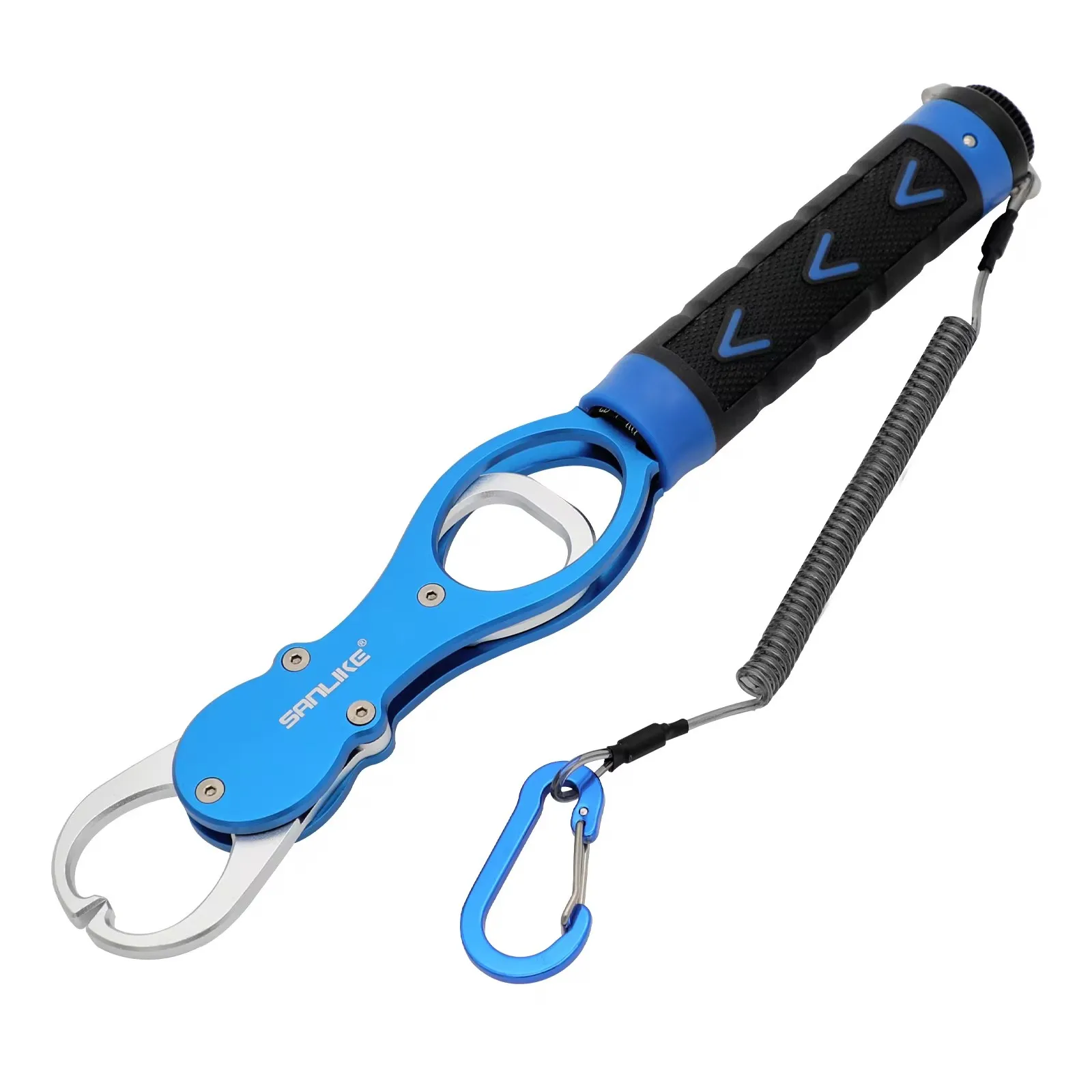 

SANLIKE Fish Lip Grip Multifunctional Fishing Clip 360° Swivelling Rubber Handle Lanyard with Weighing Scale Fishing Tools