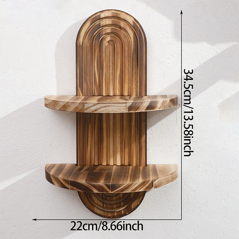 Geometric Wall-Mounted Shelf Rustic Wood Bedroom Kitchen Bathroom Farmhouse Decor Small Shelf Toilet Springs Home Décor-AD23 view 4