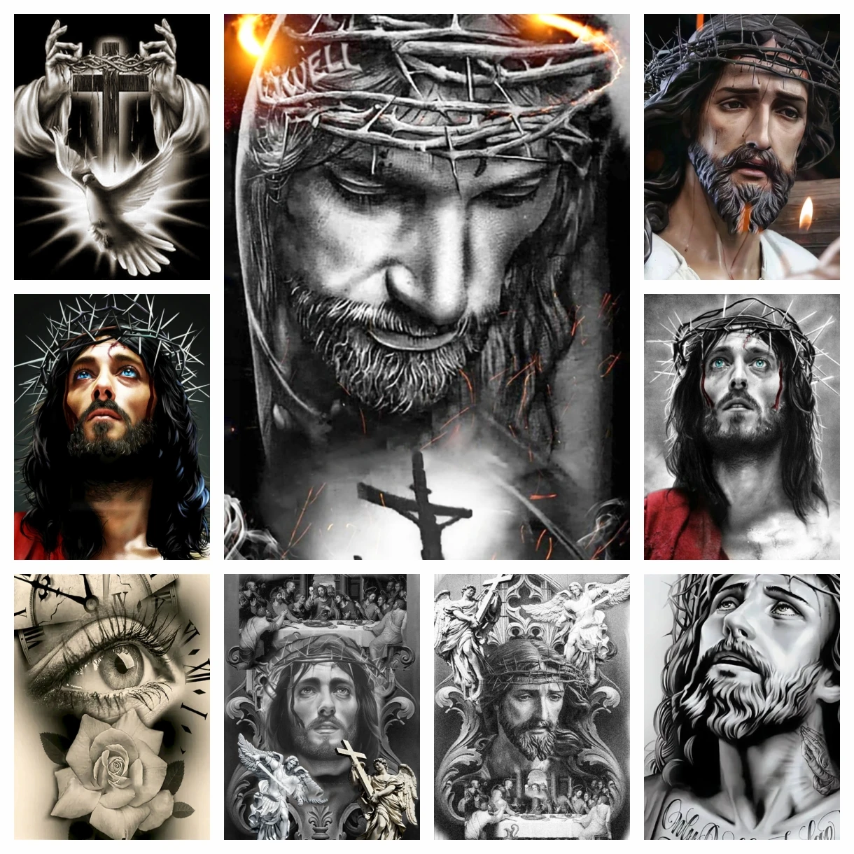 Jesus 5D DIY Diamant Malerei Kit Kreuz Religiöse Kreuzstich Kit Stickerei Diamant Mosaik Strass Home Dekoration Geschenk