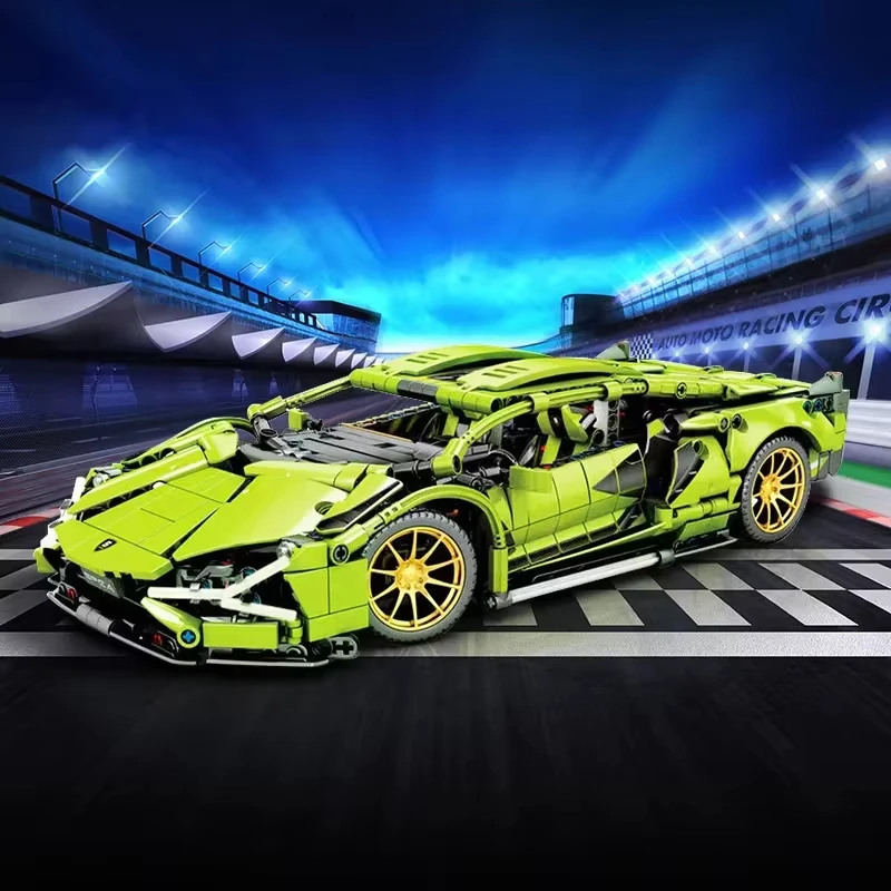 التقنية الشهيرة سباق السيارات الرياضية اللبنات مدينة الميكانيكية سرعة السيارة الخارقة نموذج MOC مجموعة ألعاب الطوب طفل هدية #3