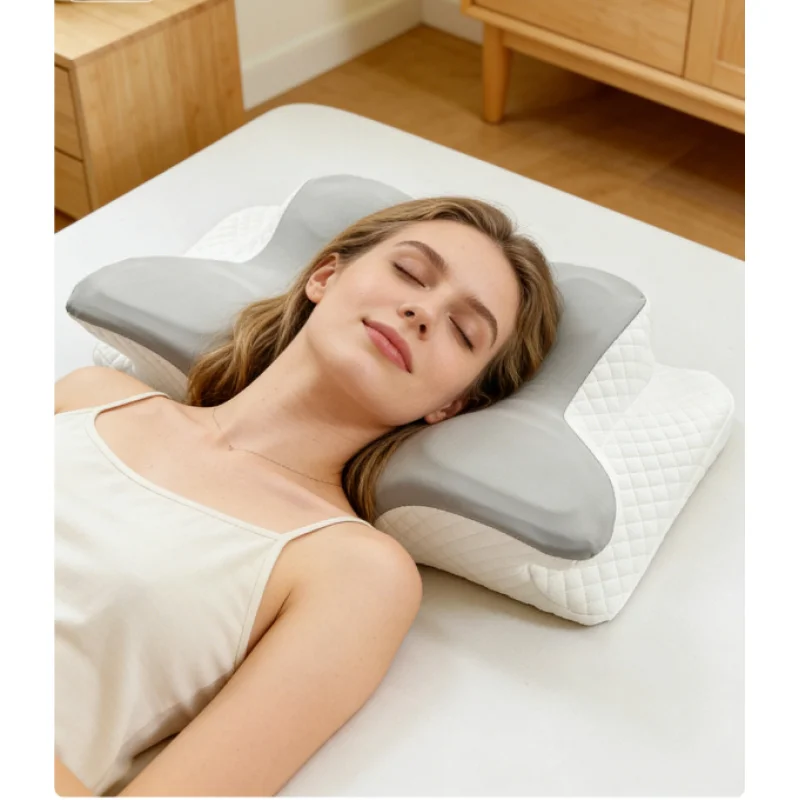 2026 Neues Einfarbiges Schmetterlings-Kissen Speziell Geformtes Horn-Design Memory-Schaum Langsam Rückfederndes Nackenstützkissen