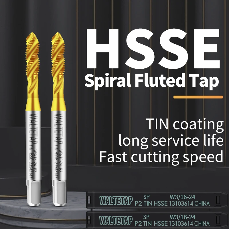 

HSSE-M35 JIS Standard With TIN Spiral Fluted Tap BSW W 1/8 5/32 3/16 7/32 1/4 5/16 3/8 7/16 1/2 5/8 Machine Screw Thread Taps