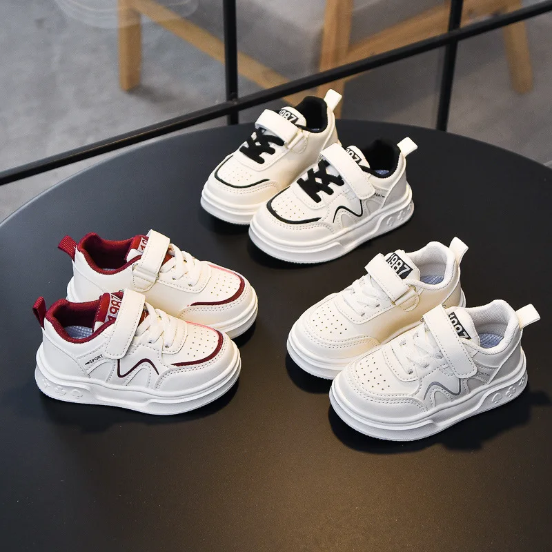 Students Sneakers Thick Soft Sole Boys Girls Basketball Shoes Non-slip Breathable 2025 Fashion Children Running Shoes Hook&loop