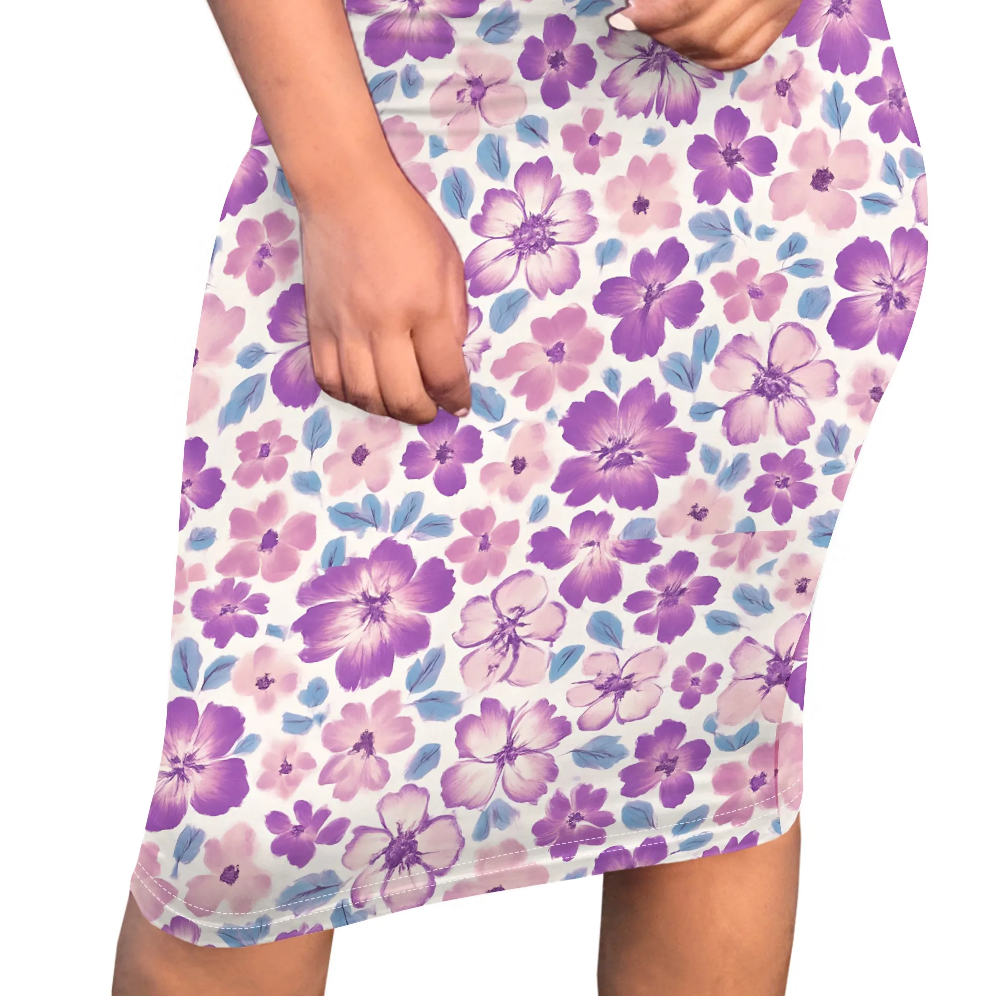Women's Summer Funny Graphics Printed Bodycon Long Dress Crew Neck Short Sleeve Maxi Dresses