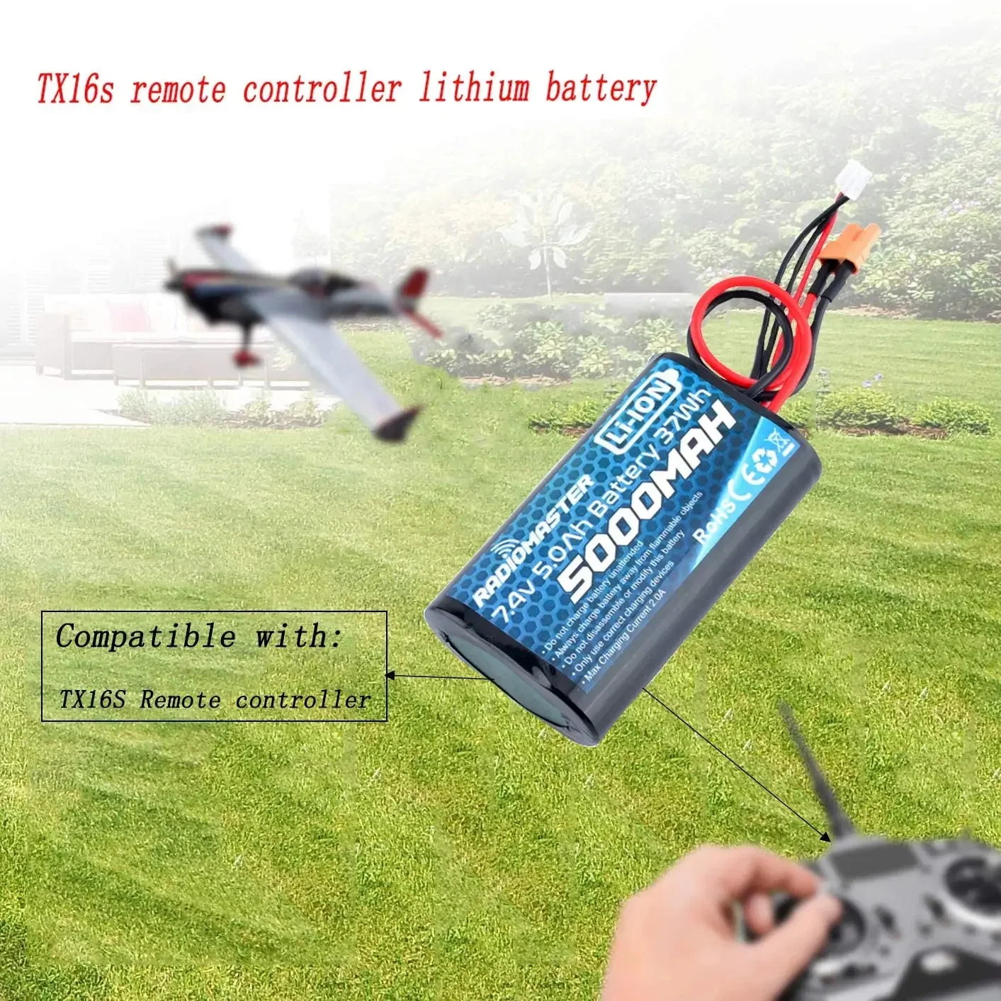 2S 7.4V 5000mah 37wh Li-Ion Battery RadioMaster  TX16S TRemote Control Transmitter JST-XH and XT30 Plug Large Endurance