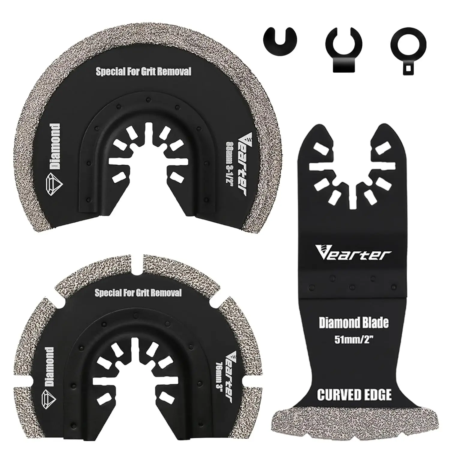 

Vearter 3PCS Diamond Multifunctional Tools with Adapter, Multitool Saw Blades Oscillation Tools for Ceramic Tiles, Hollow Brick