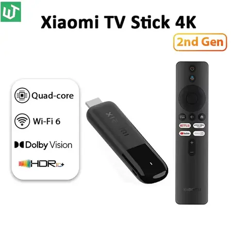 2025 Version mondiale Xiaomi Mi TV Stick 4K 2e génération 2GB RAM 8GB ROM Wifi6 Bluetooth 5.2 Google Assistant Netflix lecteur de télévision intelligent