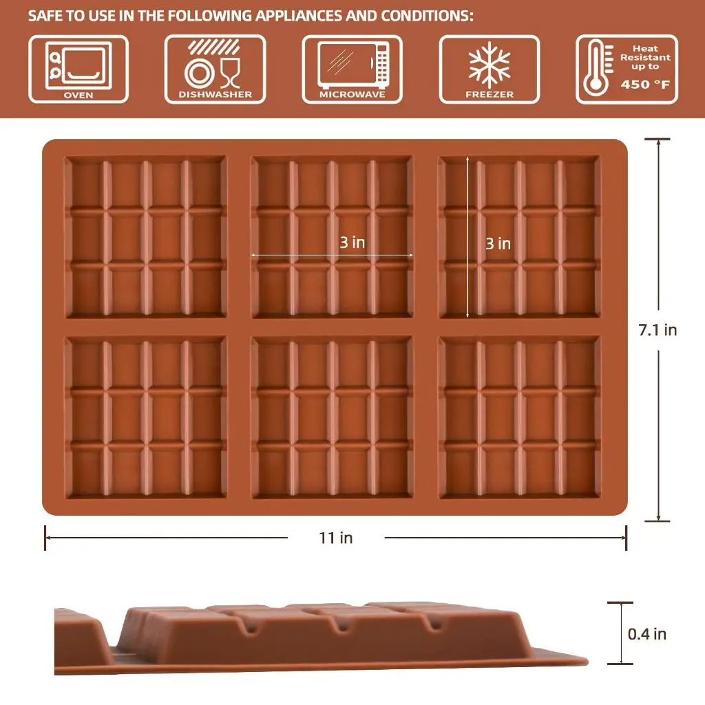 Schokoladenformen - Antihaft-Schokoladenformen, Lebensmittelechte Silikon-Schokoladenriegel-Form zum Backen, für Süßigkeiten und Schokoladensnacks – Detail 4