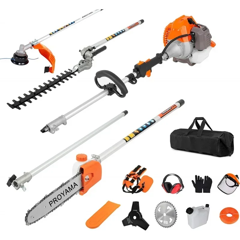 42.7cc 5 in 1 Multi Functional Trimming Tools,Gas Hedge Trimmer,Weed Eater,String Trimmer, Brush Cutter,Pole Sa