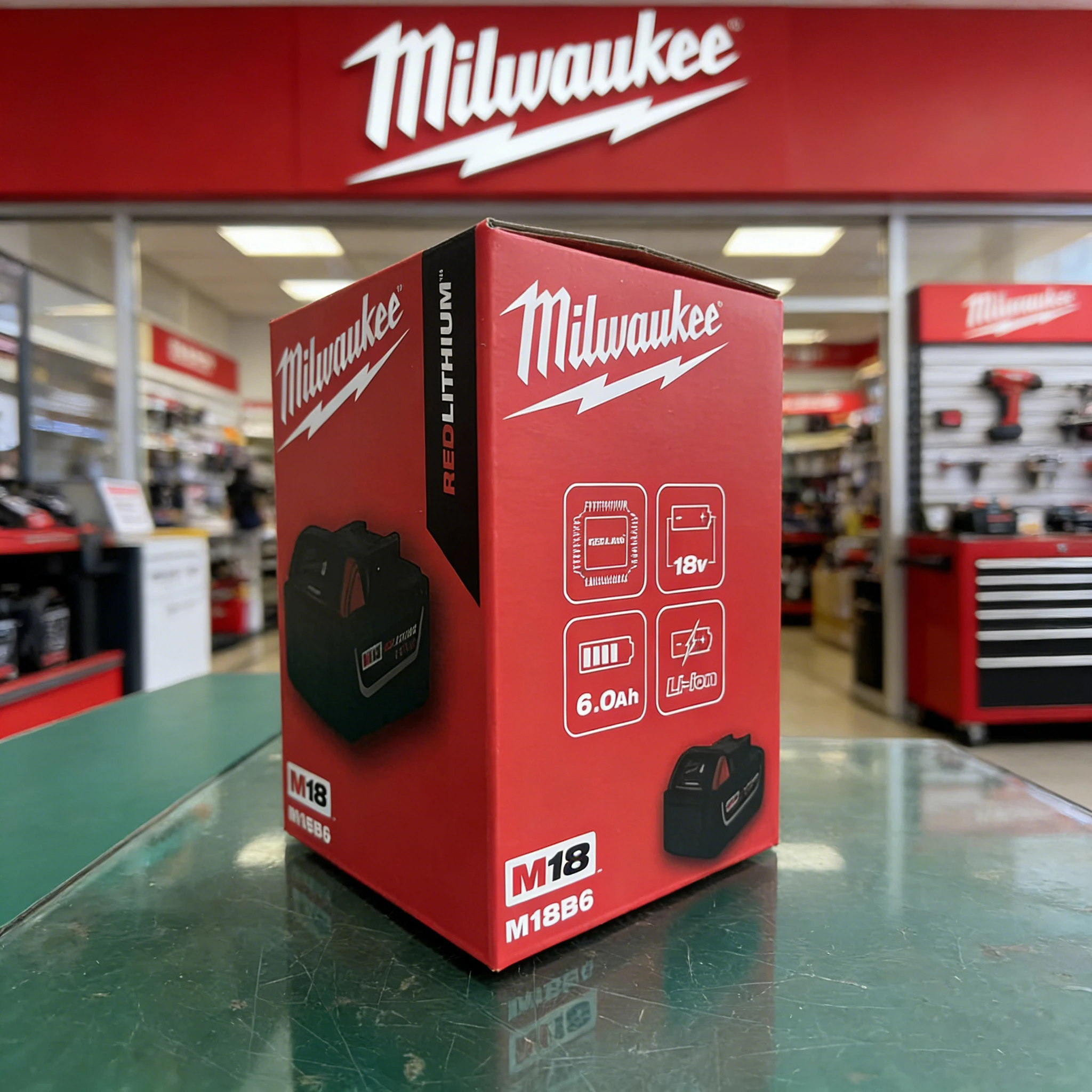 

Milwaukee 6000mAh 18V Battery gift box packaging M18, Durable Rubber Coated Battery with Overload Protection for Power Tools