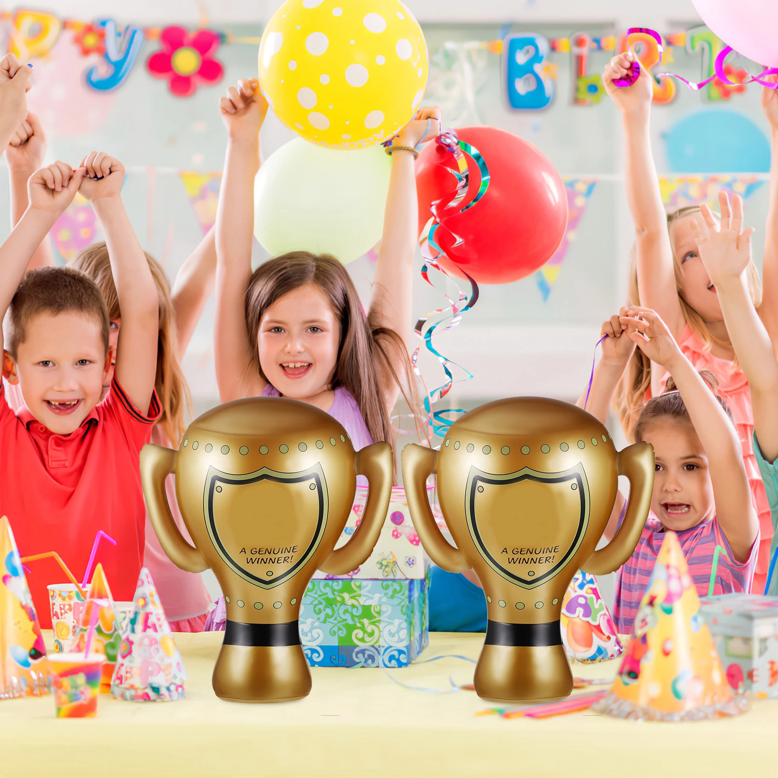 

2Pcs Inflatable Artificial Reward Inflatable Trophy Prop Cup PVC Foldable Bright Color Game Party Event Souvenir