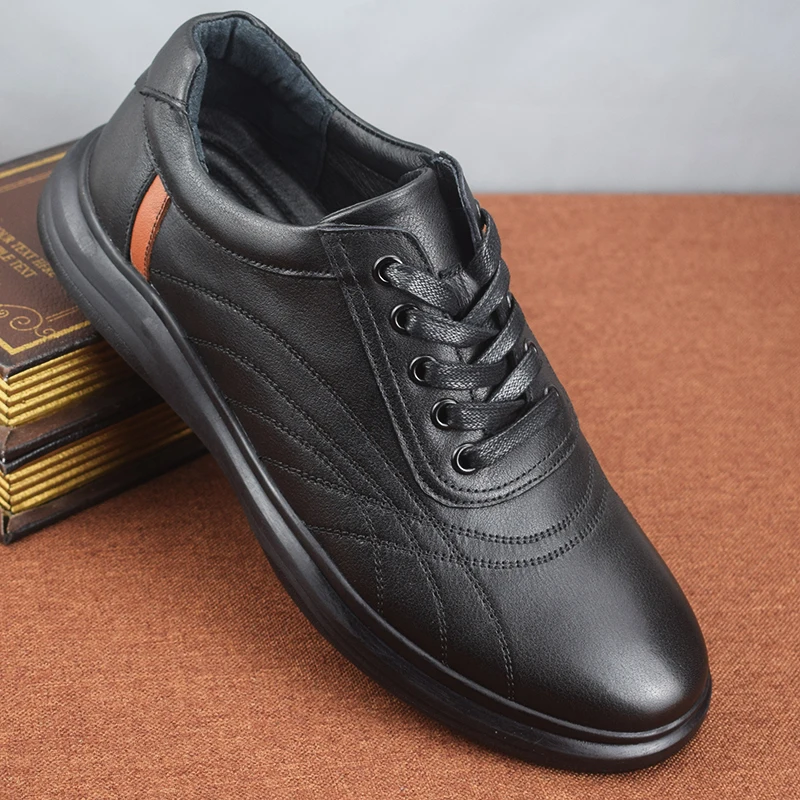 

Мужская повседневная кожаная мягкая ботинка из натуральной кожи с круглым носком, многослойная воловья кожа, дышащая, удобная Sport oes