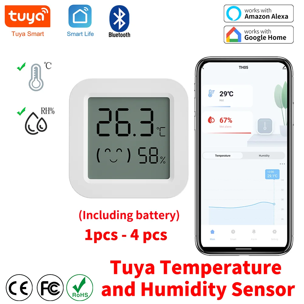 Mais novo tuya bluetooth sensor de umidade temperatura lcd termômetro mini inteligente higrômetro elétrico app controle remoto casa