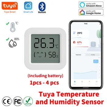 Nieuwste Tuya Bluetooth Temperatuur Vochtigheid Sensor Lcd Thermometer Mini Smart Elektrische Hygrometer App Afstandsbediening Thuis