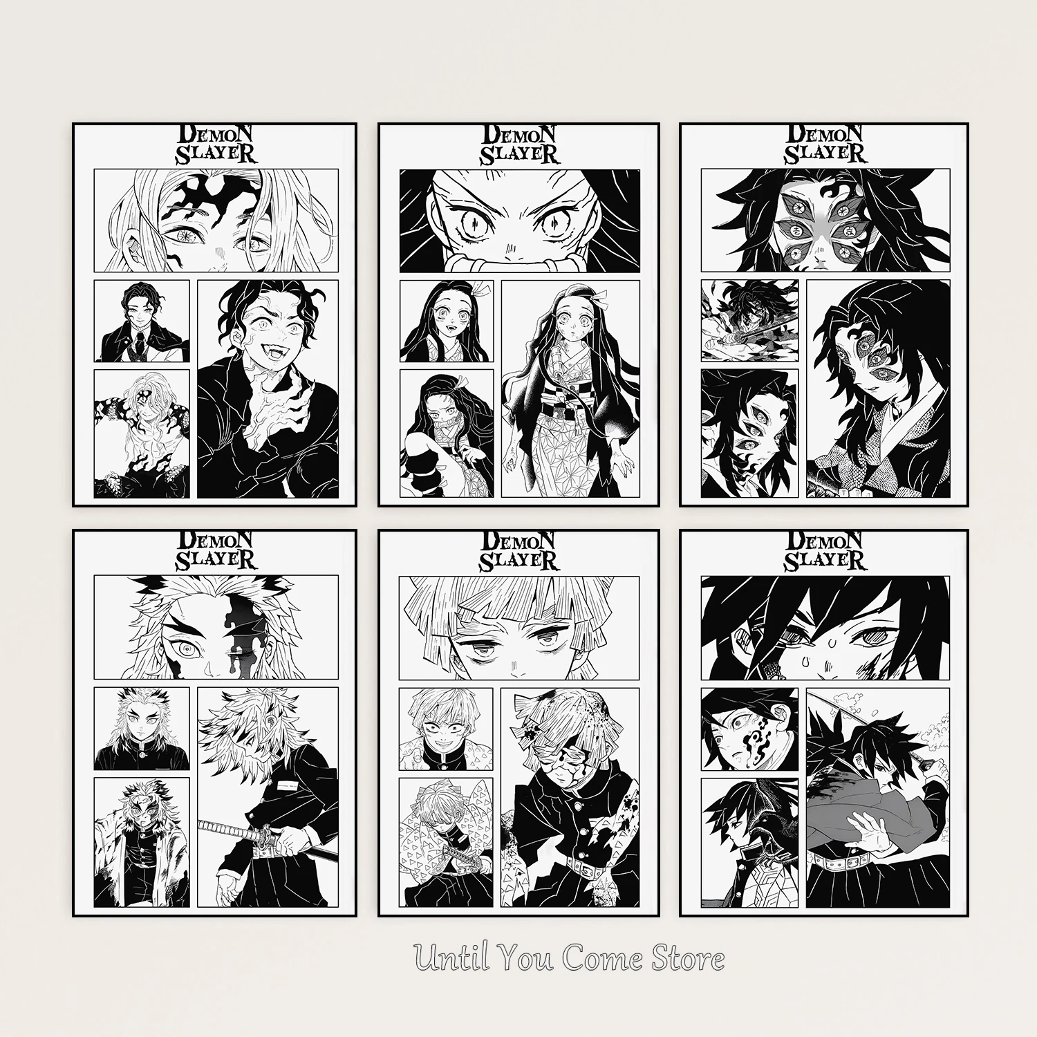 Demon Slayer Manga Series Poster Print Canvas Pictures Home for Living Room and Bedroom Wall Modern Decor Frameless Painting