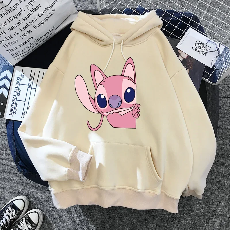 

2024 streetwear Unisex Winter Disney Stitch Hoodies Women Harajuku Cute Anime Sweatshirt Manga Streetwear Hoody Female