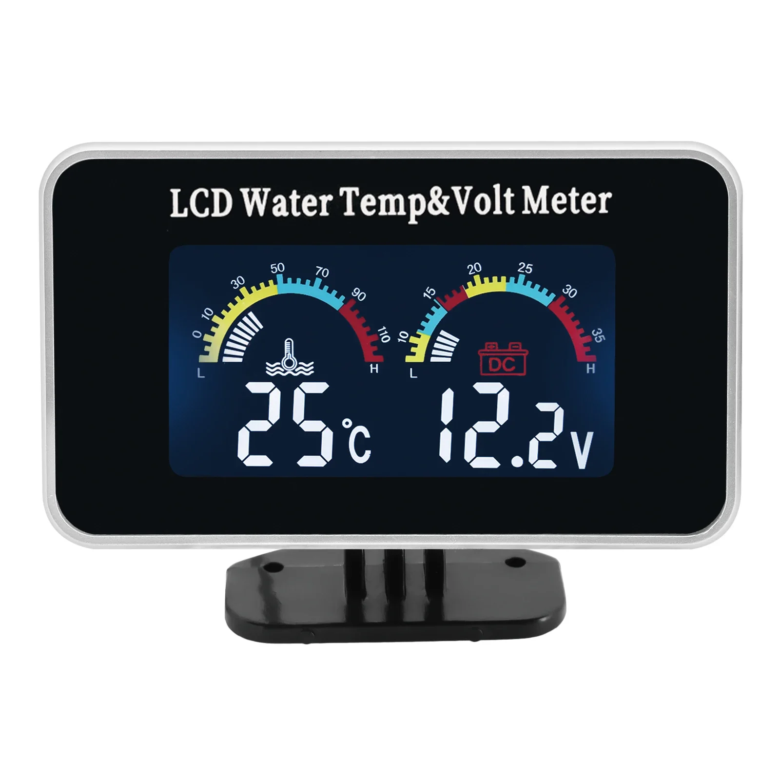 2 in 1 LCD Universal Digital Car Gauge Water Temperature Gauge with 10mm Temperature Sensor +Voltage Car Accessories for 12V24V