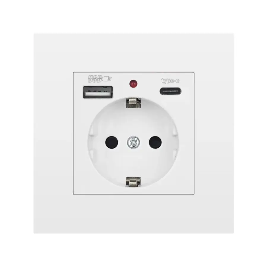 16A EU Power socket, Type c Usb wall socket 5V 2.1A Plastic Panel 86mm*86mm RU Spain Electrical outlets with usb charging