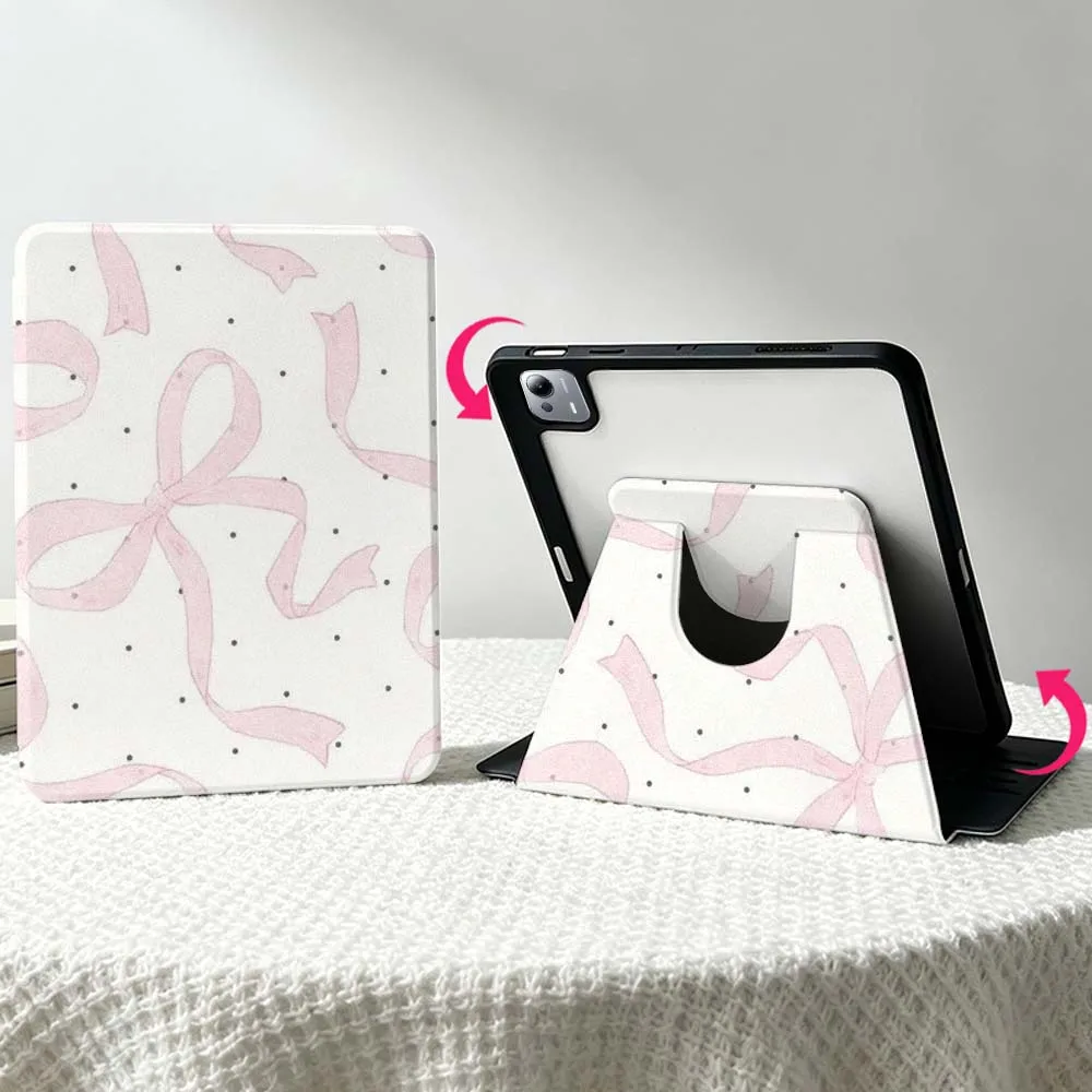 Simple Bow Soft For Xiaomi Mi Redmi Poco Pad 8 7 7S 6 6S 5 SE Pro Ultra 360° Rotation Stylus Storage Tablet Case