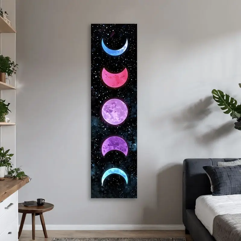 VIKAMA Moon Phase Galaxy Art Vertical Tapestry Wall Hanging for Bedroom Room Art Cozy Aesthetic Retro Stylish Home Decor