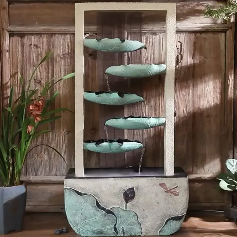 Fountain, flowing water, floor-to-ceiling water feature decoration, home living room ornament, office lucky fish pond