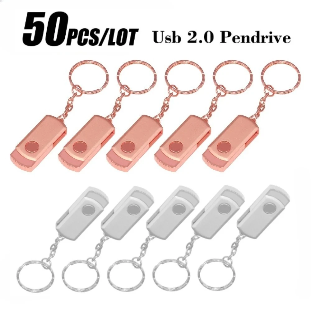 

50 шт./лот, вращающиеся флэш-накопители USB 2,0, 4 ГБ, металлическая карта памяти, 64 ГБ, 32 ГБ, 16 ГБ, 8 ГБ, водонепроницаемый U-диск, бесплатный индивидуальный логотип