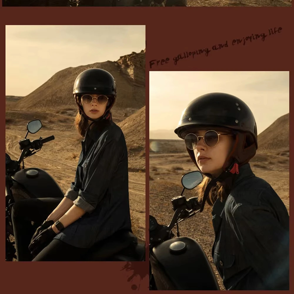 Helm Sepeda Motor Casco Moto Setengah Helm Klasik Jerman Moto Helm Retro DOT Sertifikasi Sepeda Motor Peralatan Anti Jatuh