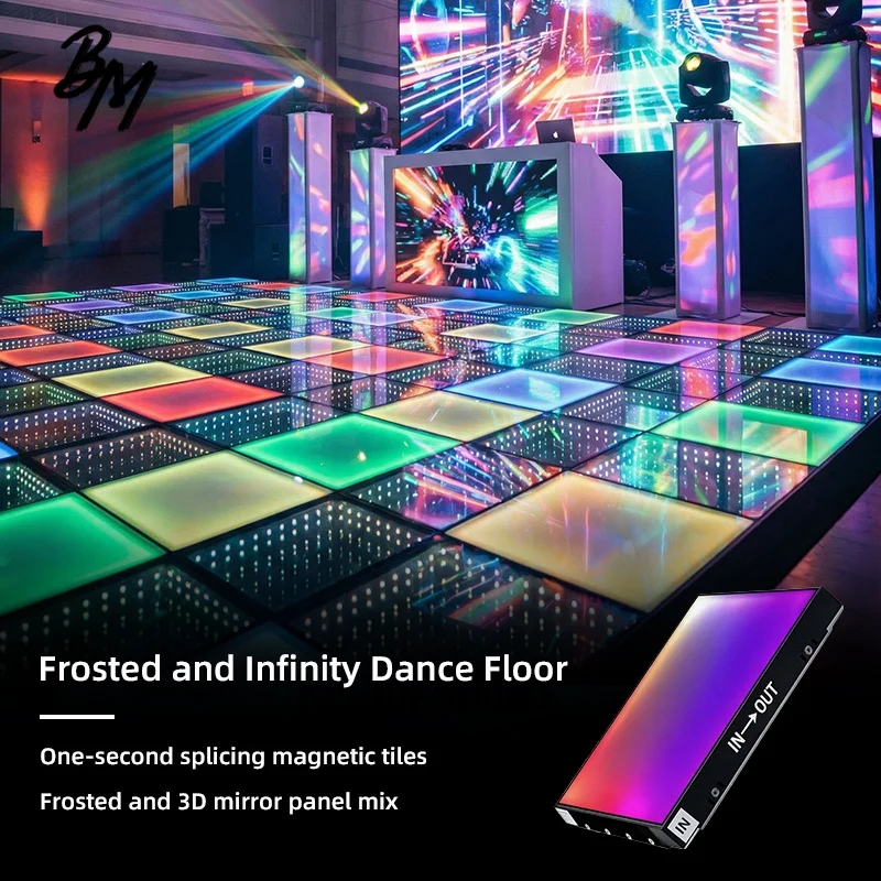 

Custom Design Service Illuminated Tiles Video Effect Magnetic LED Dance Floor Tiles for Wedding Events Nightclub Stage Rental