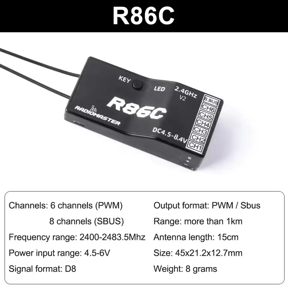 Radiomaster R81 R84 R86 R86C R88 V2 Ontvanger Receptor 4CH 6CH 8CH 16CH Ontvanger voor FRSKY D8 D16 TX16S SE RC FPV Drones Onderdelen