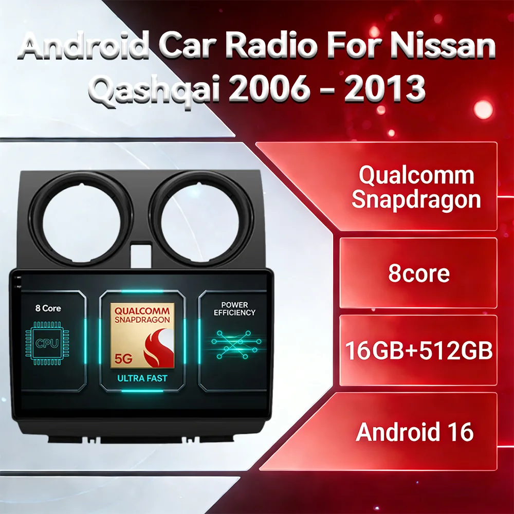 Android 16 Wireless Carplay Auto Car Radio For Nissan Qashqai J10 Rogue 2005 - 2015 Multimedia Video Player WIFI 4G GPS NAVI DSP