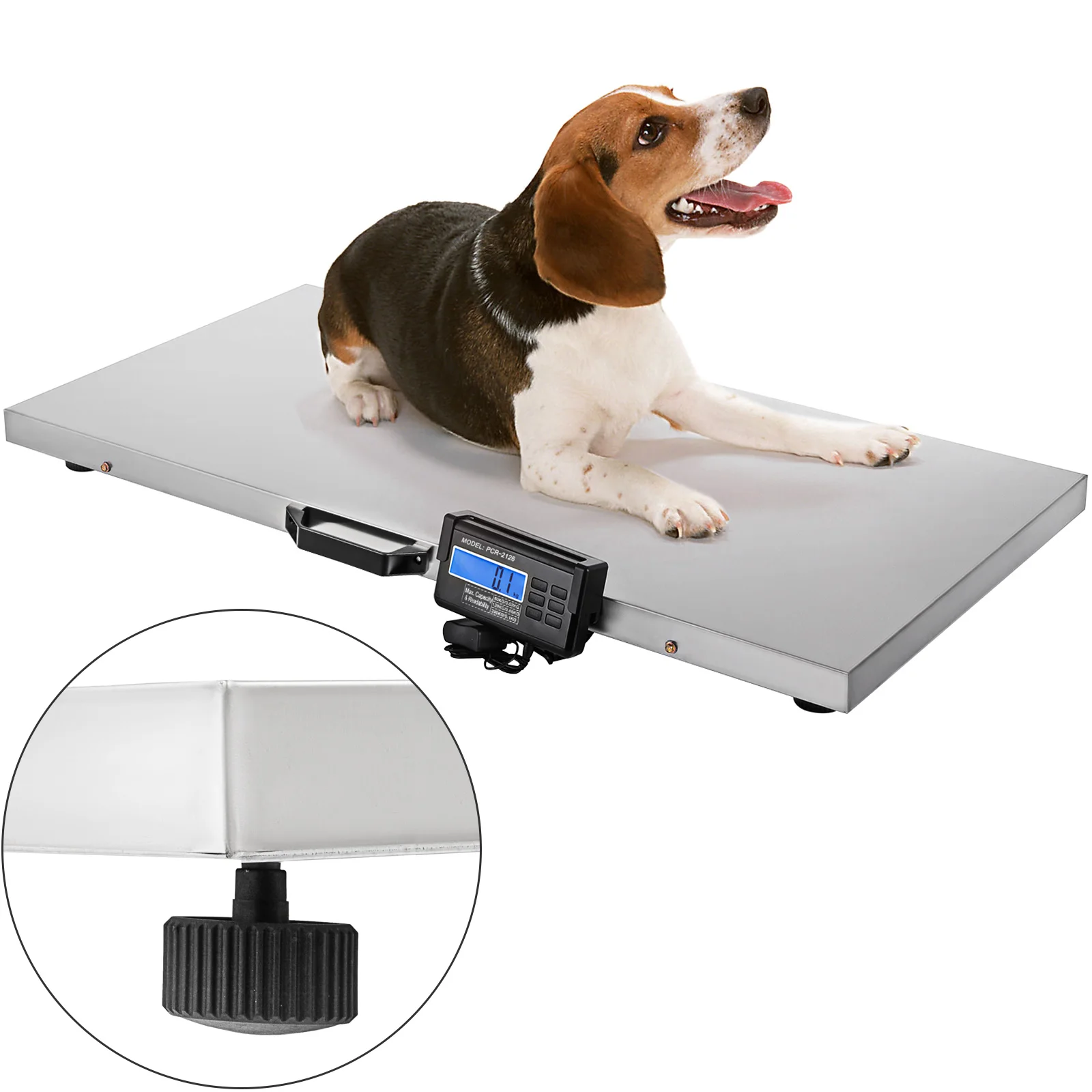 

VEVOR 880Lbs/1100 Digital Livestock Scale Large Pet Vet Scale Stainless Steel Platform Elect Ronic Postal Shipping Scale