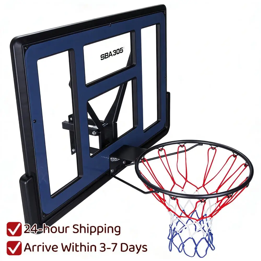 

43.31x29.53in Basketball Backboard Wall-Mount PET Backboard Basketball Goal with All-Weather Net for Home Training and Club Use