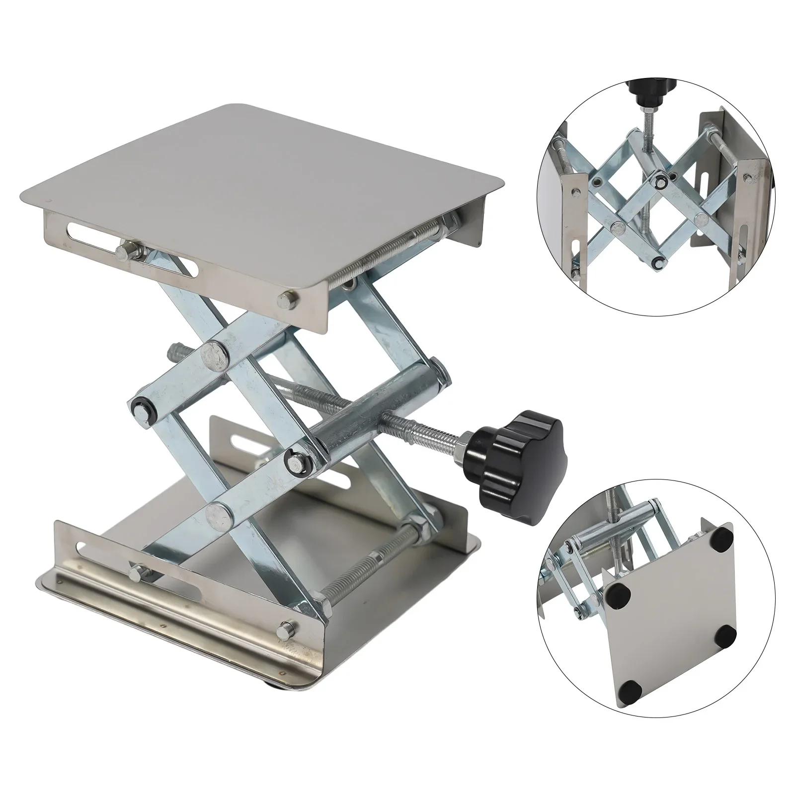 Tavolo di sollevamento regolabile Piastra da laboratorio in acciaio inossidabile Lavorazione del legno Laboratorio Supporto manuale Piattaforma Tavolo da banco da lavoro per router