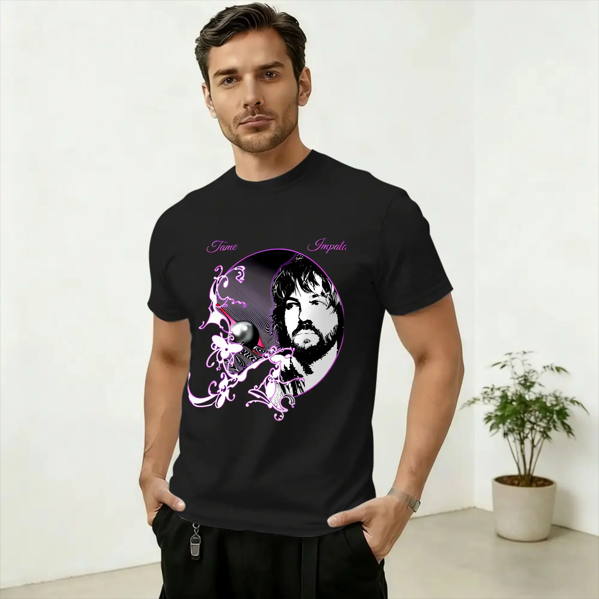 Tame Impala T-Shirt Beach  Trendy Cool T-Shirts Man 100 Cotton Crew Neck Oversize Top Tees Short Sleeve Funny Tops
